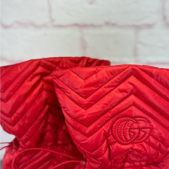 Gucci Gg Matelasse 95mm Red Nylon Slouchy Quilted Heeled Boots - Picture 3 of 13